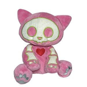 Skelanimals Kit the Cat Pink Goth Glow Plush Dark Kawaii Skeleton Kitty Emo 10"